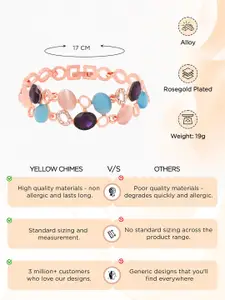 Yellow Chimes Women Gold-Toned & Blue Stone Studded Bracelet