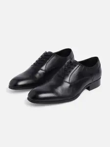 ALDO Men Black Solid Leather Formal Oxford Shoes