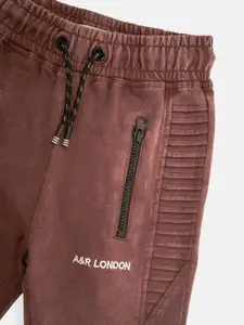 Angel & Rocket Boys Brown Solid Cotton Jogger Track Pants