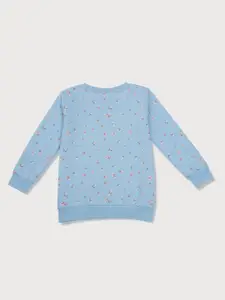 Gini and Jony Girls Blue Floral Printed Full Sleeves Sweatshirt
