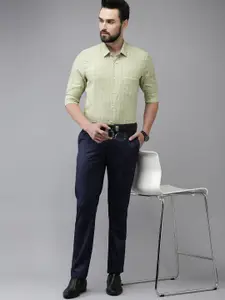 Arrow Men Green & Blue Manhattan Slim Fit Checked Pure Cotton Formal Shirt