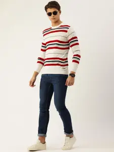 PETER ENGLAND UNIVERSITY Men Red Striped Striped Pullover
