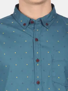 Flying Machine Men Teal Printed Cotton Casual Shirt
