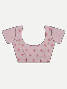 kasee Pink & Purple Floral Embroidered Net Saree