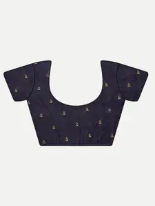 kasee Women Blue & Gold-Toned Floral Embroidered Art Silk Saree