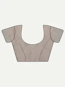 kasee Grey & Rose Gold Ethnic Motif Embroidered Pure Chiffon Saree