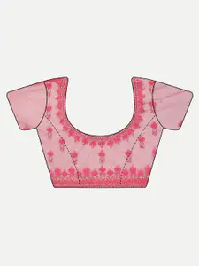 kasee Women Red Floral Embroidered Net Saree