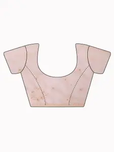 kasee Peach-Coloured Floral Embroidered Organza Saree