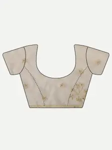 kasee Women Yellow Floral Embroidered Organza Saree