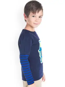 Cherry Crumble Boys Navy Blue Printed Sweatshirt