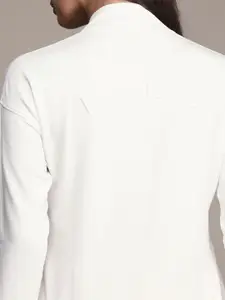 bebe Women White Brand Logo Embroidered Front-Open Sweatshirt