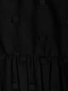 People Black Puffed Sleeves Cotton Lace Top