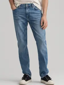 GANT Men Blue Low Distress Light Fade Regular Fit Jeans