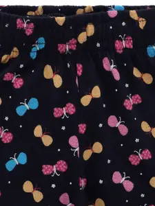 DYCA Girls Navy Blue Printed Cotton Lounge Pants