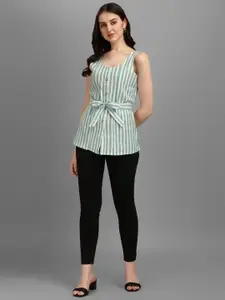 GUFRINA Green Striped Sleevless Top