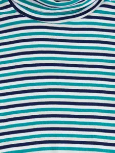 Pantaloons Junior Boys Green Striped Sweatshirt