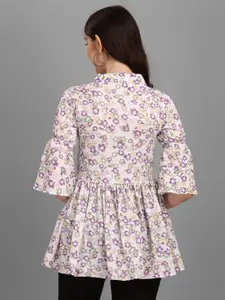 GUFRINA Purple Floral Print Crepe Top