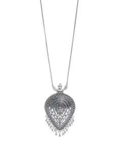 Jazz and Sizzle Women Silver-Toned & Plated Oxidised Pendant With Chain