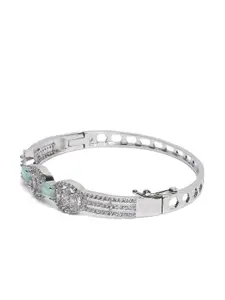 Jazz and Sizzle Women Green Silver Plated Bangle Style Bracelet