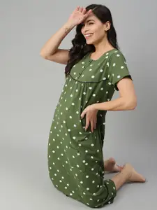 Kryptic Green Printed Pure Cotton Nightdress