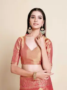 MIMOSA Maroon & Gold-Toned Floral Zari Art Silk Kanjeevaram Saree