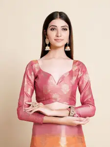 MIMOSA Orange & Red Woven Design Zari Art Silk Kanjeevaram Saree