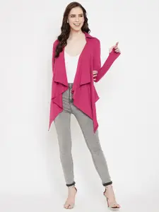 Hypernation Women Fuchsia Cotton Knitted Shrug