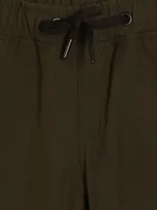 Octave Boys Olive Green Solid Cotton Track Pants