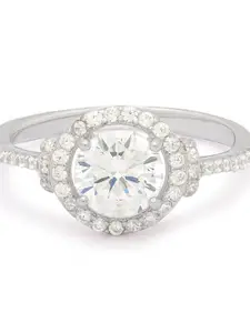 ANAYRA 925 Sterling Silver-Toned & White AD-Studded Finger Ring  IRG000083_07