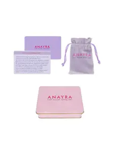 ANAYRA 925 Sterling Silver Silver-Toned White AD Studded Finger Ring