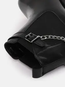 DressBerry Women Mid-Top Chelsea Boots with Chain Detail
