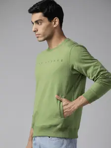 Park Avenue Men Green Solid Sweatshirt