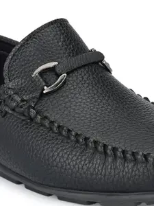 Mactree Men Black Striped PU Brogues