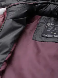 The Indian Garage Co Men Solid Puffer Jacket with Detachable Hood