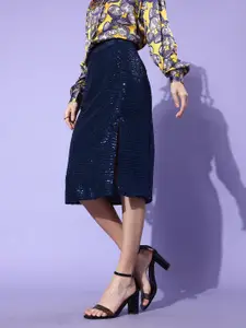 Stylecast X Hersheinbox Deep Navy Blue Embellished All That Glitters Skirt