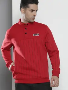 The Indian Garage Co Men Red Striped Sweatshirt