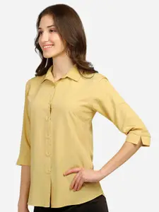 Fbella Women Lime Green Standard Slim Fit Formal Shirt