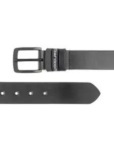 Woodland Men Black Solid Leather Belt