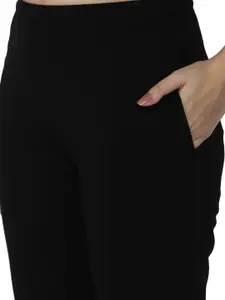 DYCA Woman Plus Size Black Solid Cotton Lounge Pants