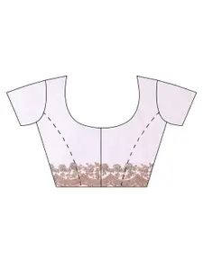 kasee Peach & Silver Floral Embroidered Net Heavy Work Saree