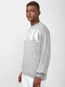 FOREVER 21 Women Grey & White Typography Printed Pullover