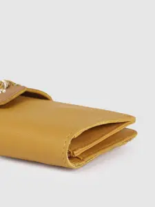 Baggit Women Solid PU Two Fold Wallet With Braided Detail