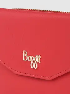 Baggit Women Red Textured Three Fold Wallet