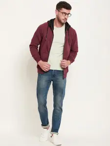 Duke Men Maroon Solid Sweatshirt