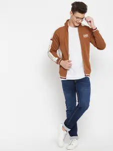 Duke Men Tan Colourblocked Sweatshirt