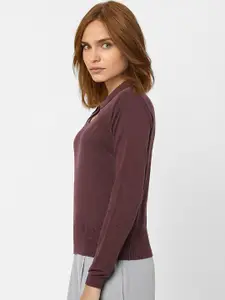 Vero Moda Women Burgundy Solid Pullover