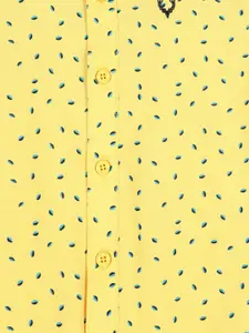 Allen Solly Junior Boys Yellow Slim Fit Printed Casual Shirt