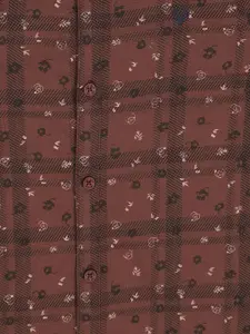 Allen Solly Junior Boys Brown Floral Printed Pure Cotton Casual Shirt