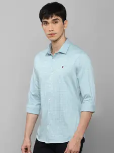 Louis Philippe Sport Men Blue Slim Fit Grid Tattersall Checked Pure Cotton Casual Shirt