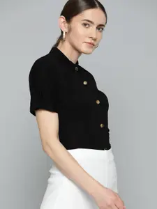 Chemistry Women Solid Slim Collar Casual Shirt